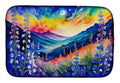 Delphinium in Color Dish Drying Mat Absorbent Dish Drying Mat Pad for Kitchen Counter Dish Drainer Mat for Countertop, 14 x 21", Multicolor