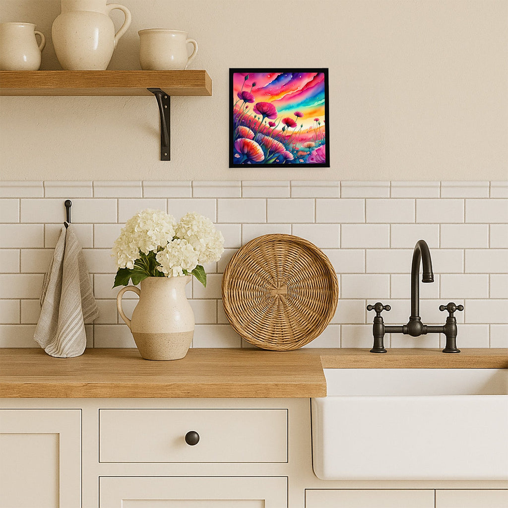 Dianthus in Color Framed Metal Print Bathroom, Kitchen, Office, Home Decor Wall Art Ready to Hang, Square, 8X8