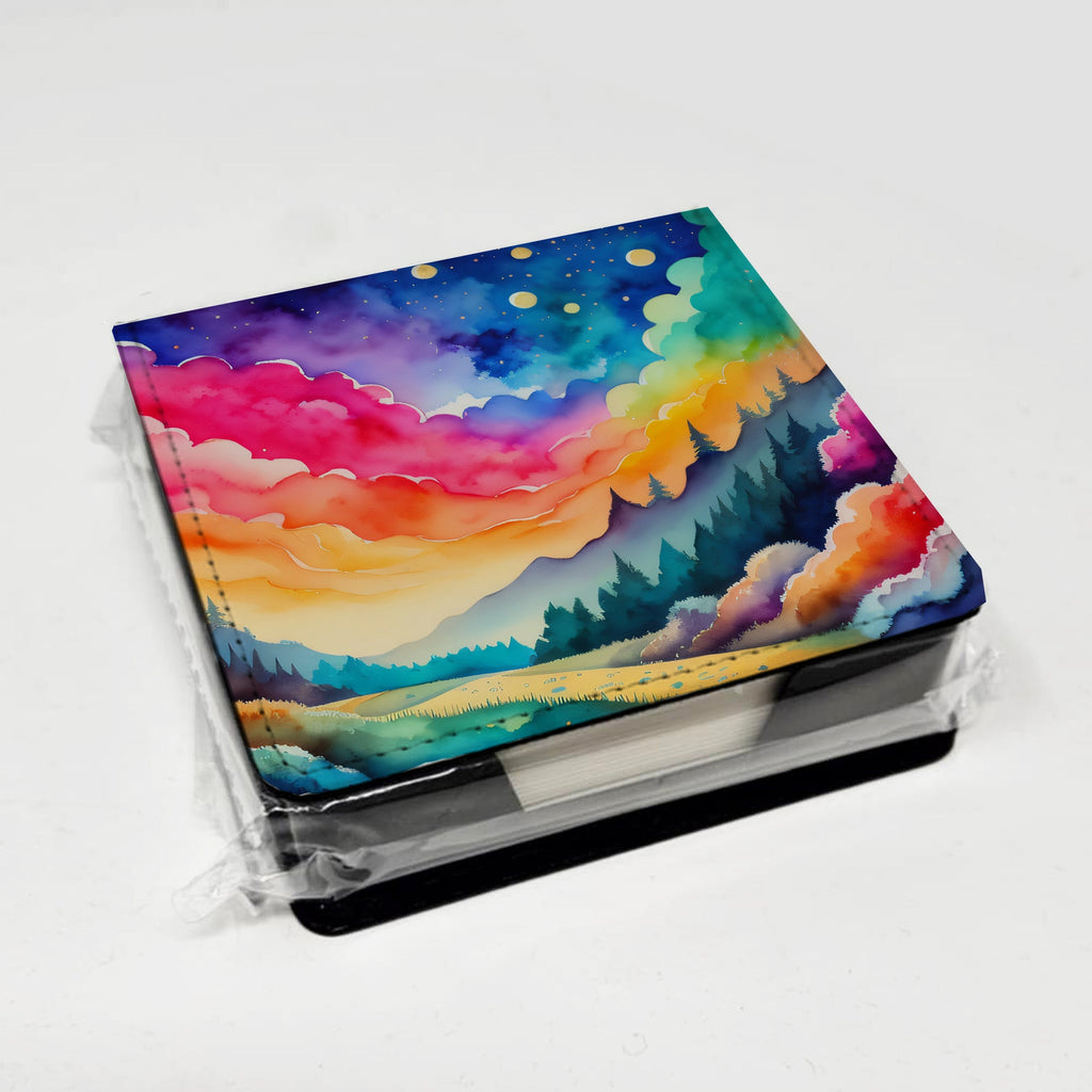 Dusty Miller in Color PU Leather Note Paper Holder with Artist-Designed Cover, Desk Accessory, Office Gift