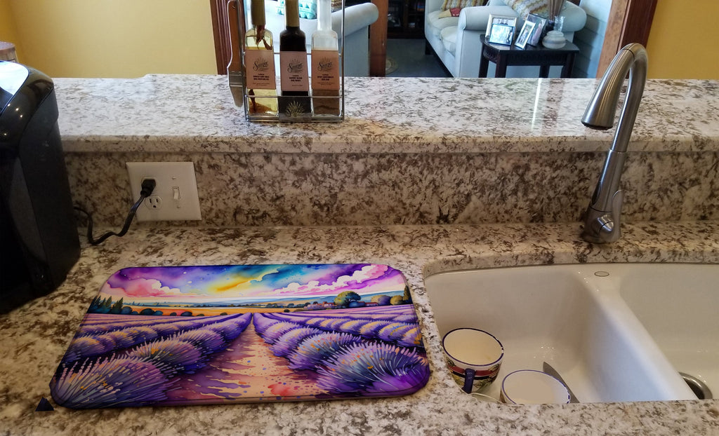 English Lavender in Color Dish Drying Mat Absorbent Dish Drying Mat Pad for Kitchen Counter Dish Drainer Mat for Countertop, 14 x 21", Multicolor