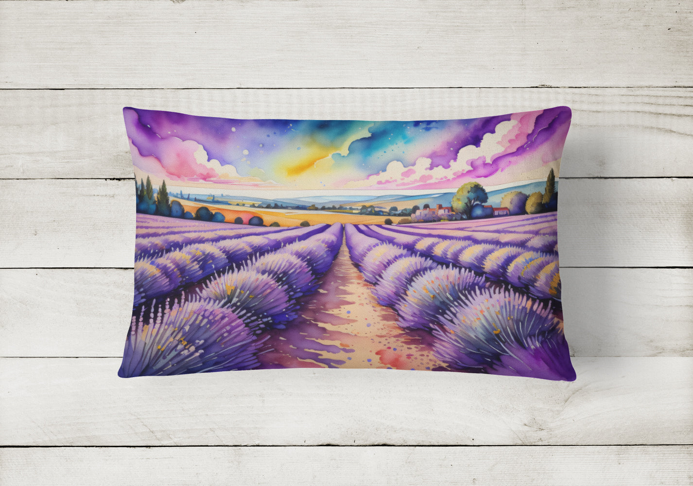 English Lavender in Color Decorative Throw Pillow 12x16 Indoor Outdoor Accent Cushion, Fabric Cover with Insert for Sofa, Bed, Porch & Living Room