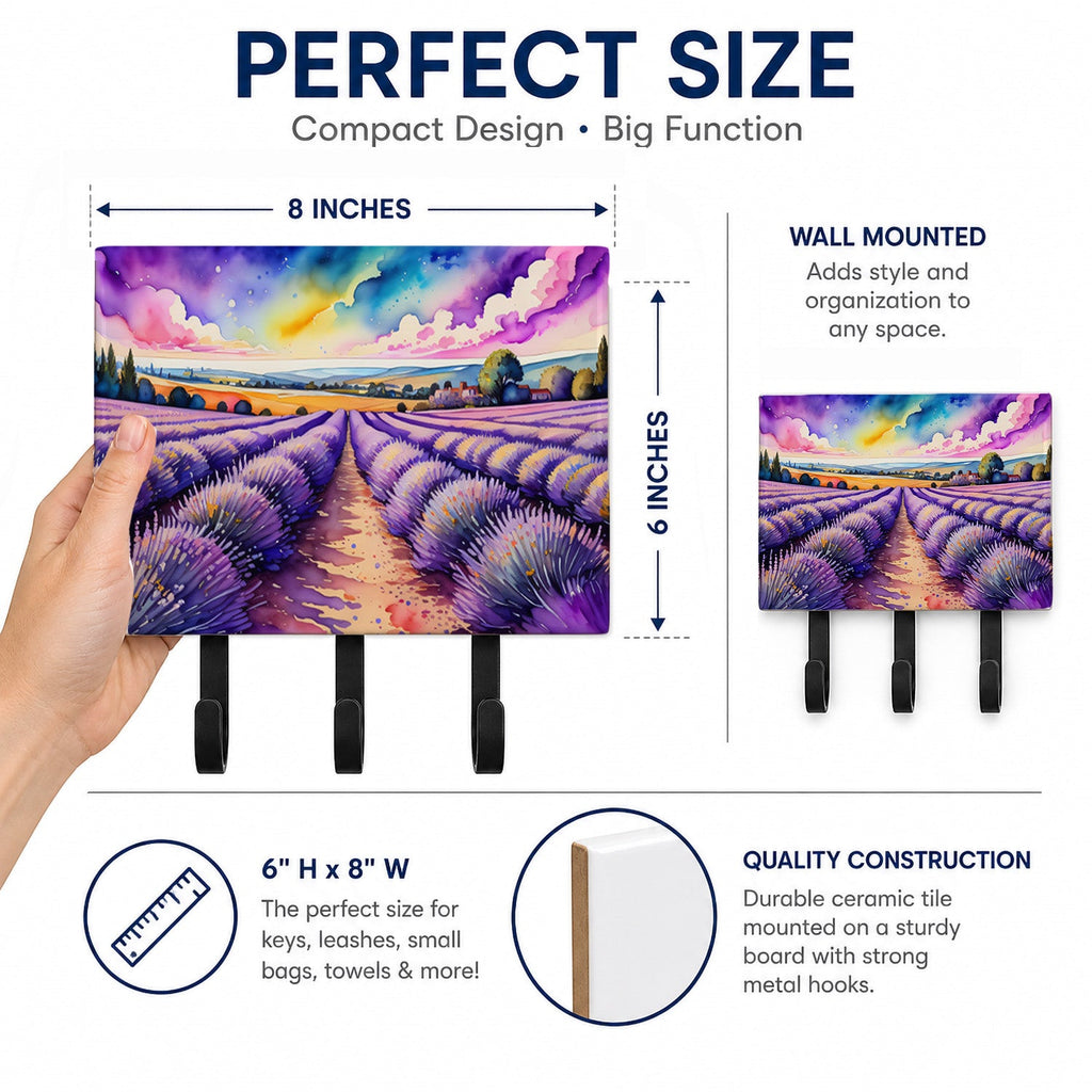 English Lavender in Color Leash or Key Holder Wall Hooks, Coat Rack Wall Mount, for Hanging Keys, Towels, Aprons, Leashes