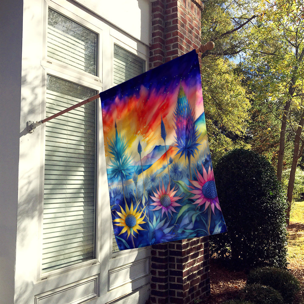 Eryngium in Color House Flag 28x40 Porch Sleeve Pole Decorative Outside Yard Banner Artwork Wall Hanging, Polyester