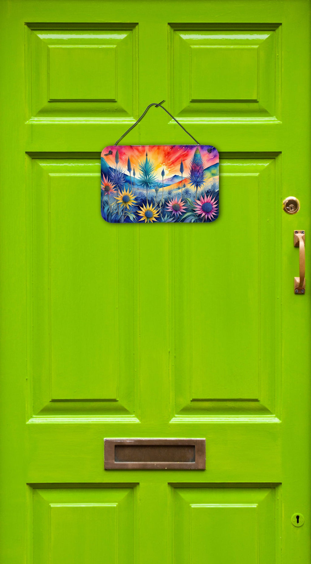 Eryngium in Color Wall or Door Hanging Prints Aluminum Metal Sign Kitchen Wall Bar Bathroom Plaque Home Decor, 8HX12W, Multicolor
