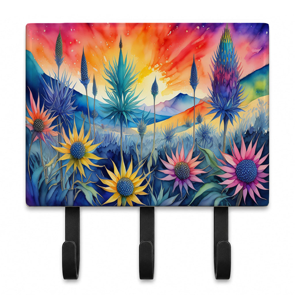 Eryngium in Color Leash or Key Holder Wall Hooks, Coat Rack Wall Mount, for Hanging Keys, Towels, Aprons, Leashes