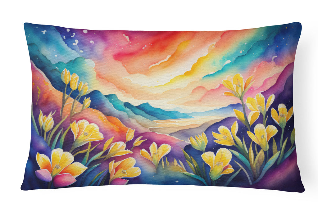 Freesia in Color Decorative Throw Pillow 12x16 Indoor Outdoor Accent Cushion, Fabric Cover with Insert for Sofa, Bed, Porch & Living Room