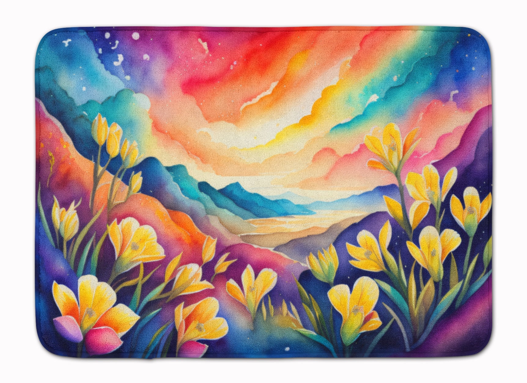 Freesia in Color Memory Foam Kitchen Mat Machine Washable Anti-Fatigue Cushion Comfort Bath or Kitchen Rug