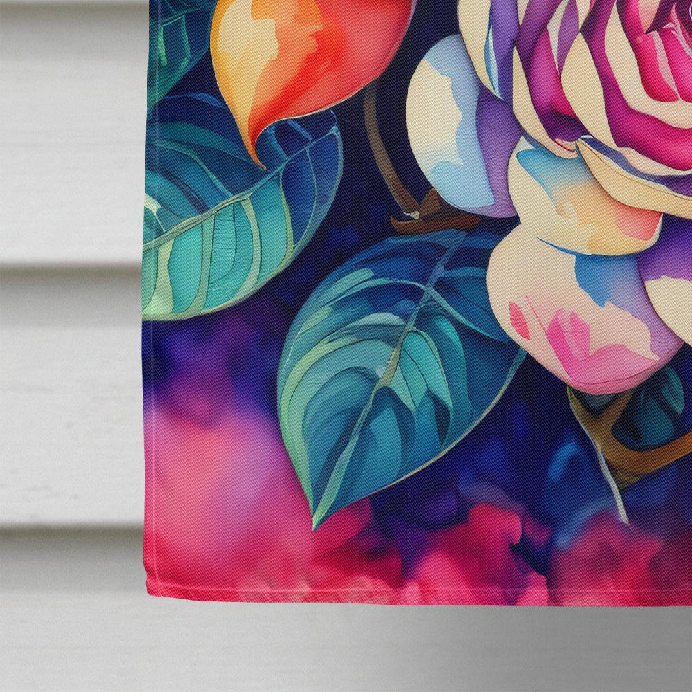 Gardenias in Color House Flag 28x40 Porch Sleeve Pole Decorative Outside Yard Banner Artwork Wall Hanging, Polyester