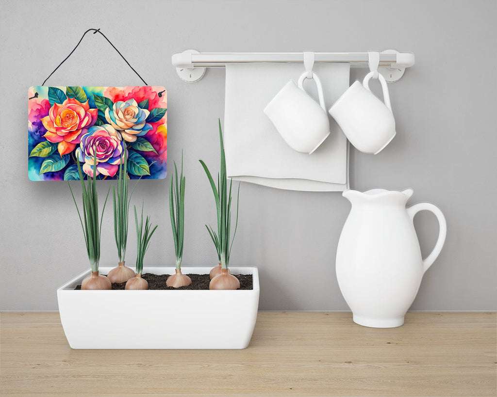 Gardenias in Color Wall or Door Hanging Prints Aluminum Metal Sign Kitchen Wall Bar Bathroom Plaque Home Decor, 8HX12W, Multicolor