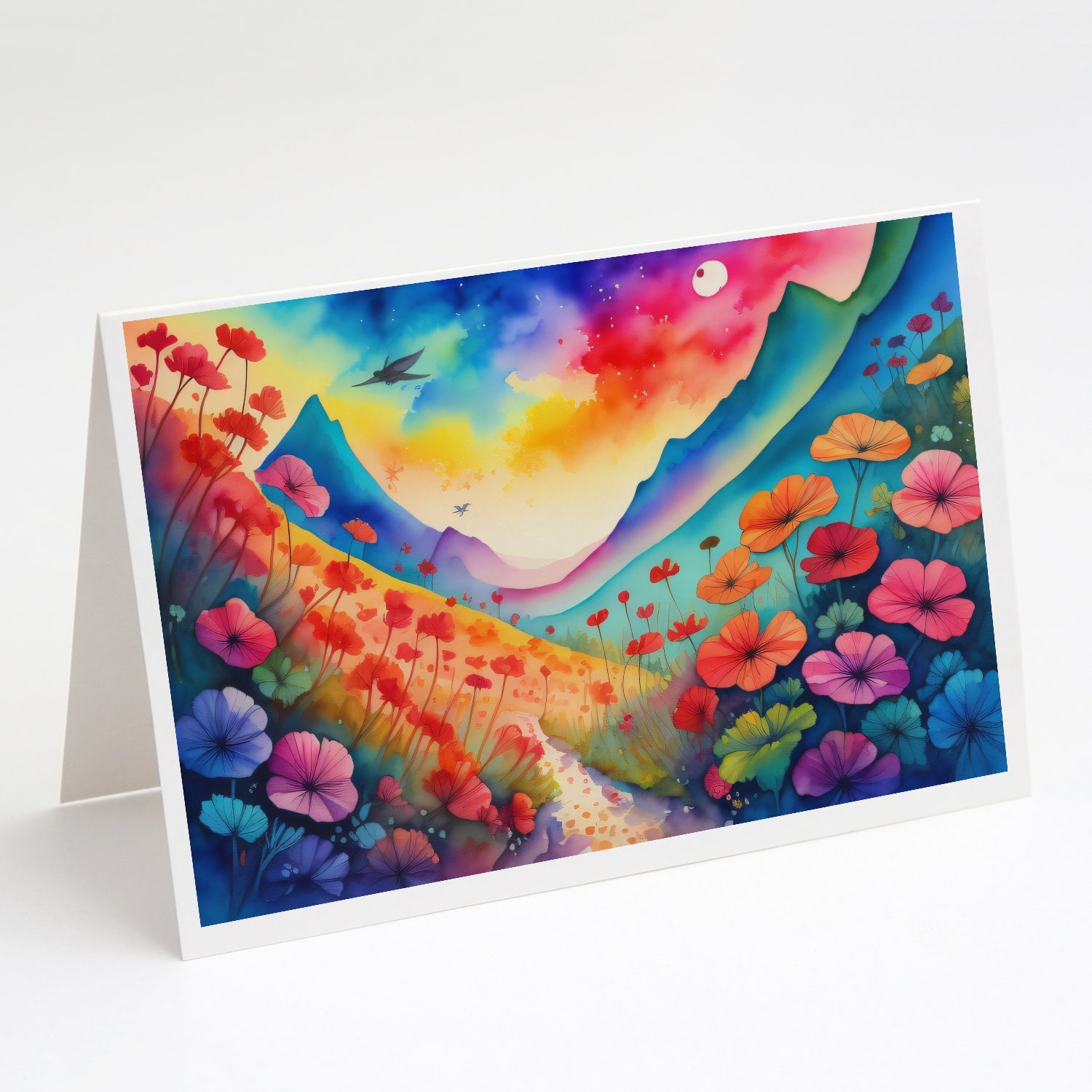 Geraniums in Color Greeting Cards Pack of 8 Blank Cards with Envelopes Whimsical A7 Size 5x7