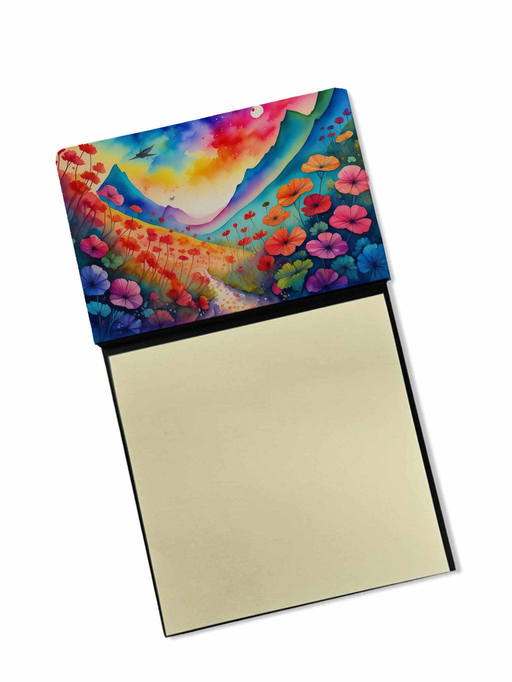 Geraniums in Color Watercolor Sticky Note Holder Refillable Dispenser Desk Accessory 3x3 Pad Gift