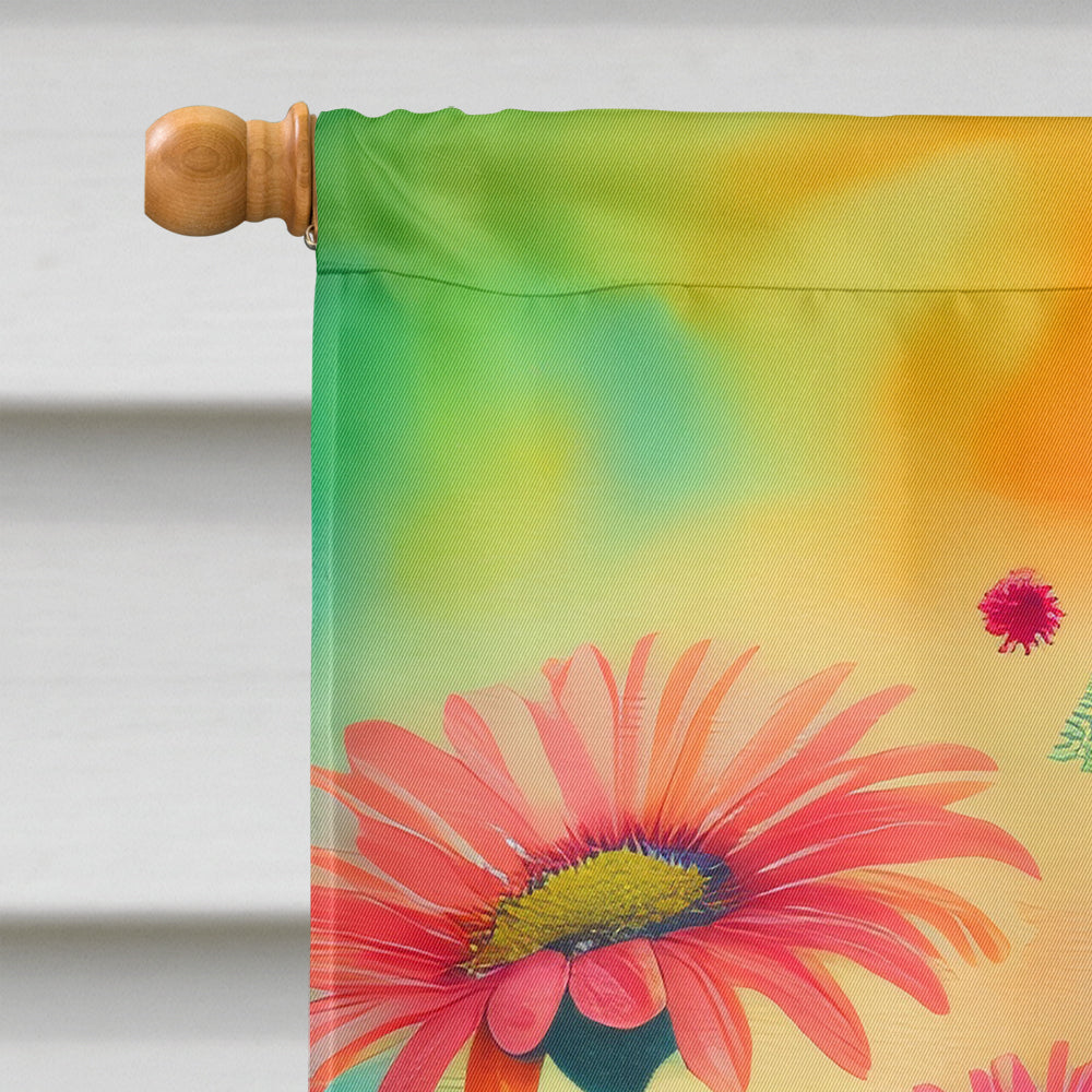 Gerbera Daisies in Color House Flag 28x40 Porch Sleeve Pole Decorative Outside Yard Banner Artwork Wall Hanging, Polyester