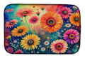 Gerbera Daisies in Color Dish Drying Mat Absorbent Dish Drying Mat Pad for Kitchen Counter Dish Drainer Mat for Countertop, 14 x 21", Multicolor