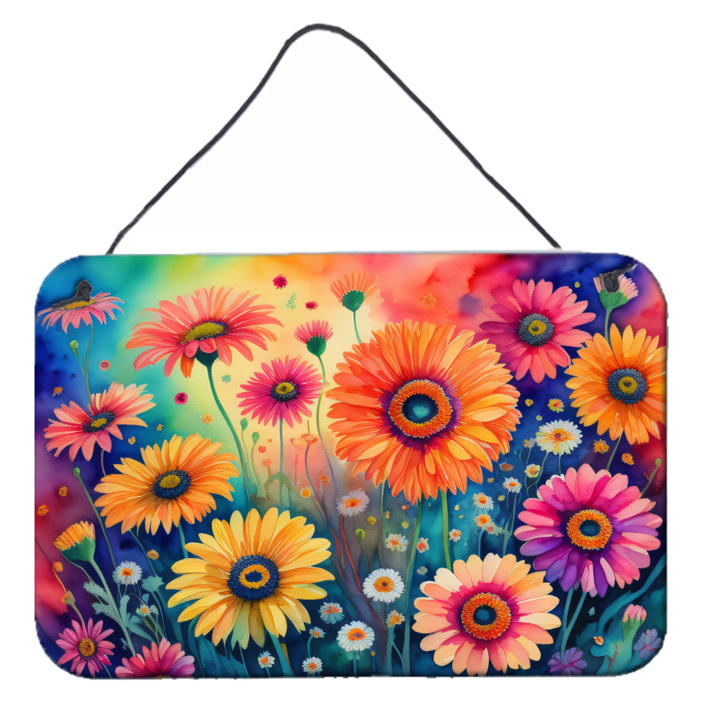 Gerbera Daisies in Color Wall or Door Hanging Prints Aluminum Metal Sign Kitchen Wall Bar Bathroom Plaque Home Decor, 8HX12W, Multicolor