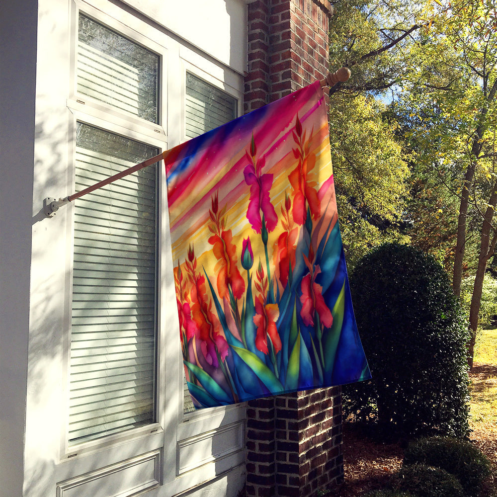 Gladiolus in Color House Flag 28x40 Porch Sleeve Pole Decorative Outside Yard Banner Artwork Wall Hanging, Polyester