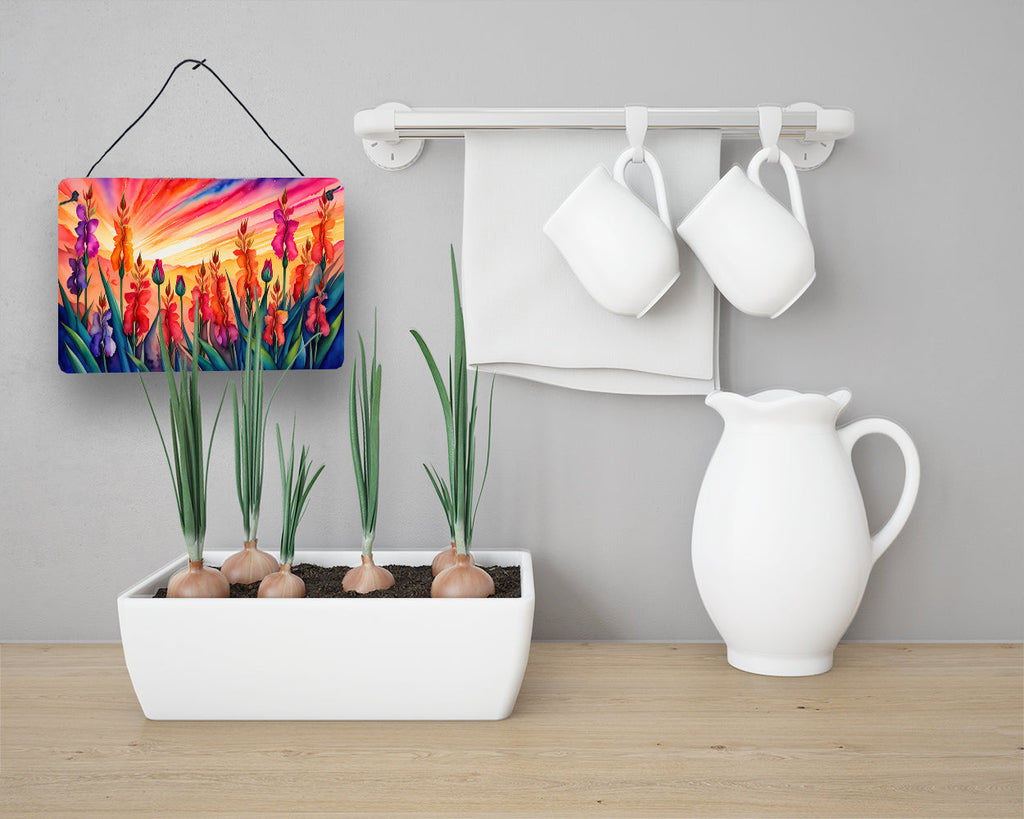 Gladiolus in Color Wall or Door Hanging Prints Aluminum Metal Sign Kitchen Wall Bar Bathroom Plaque Home Decor, 8HX12W, Multicolor