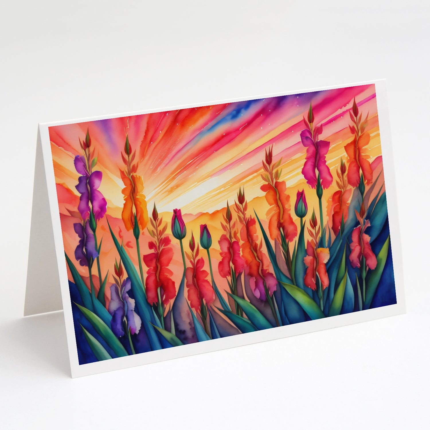 Gladiolus in Color Greeting Cards Pack of 8 Blank Cards with Envelopes Whimsical A7 Size 5x7