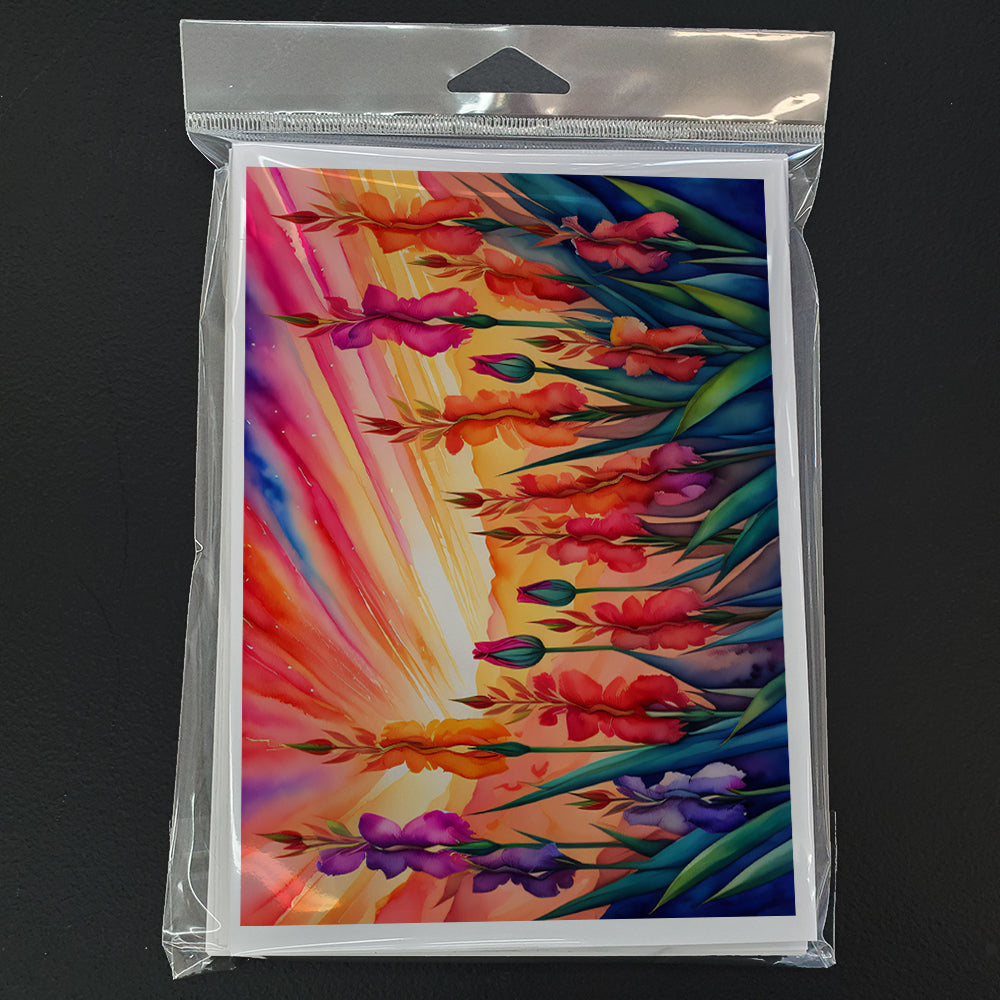 Gladiolus in Color Greeting Cards Pack of 8 Blank Cards with Envelopes Whimsical A7 Size 5x7