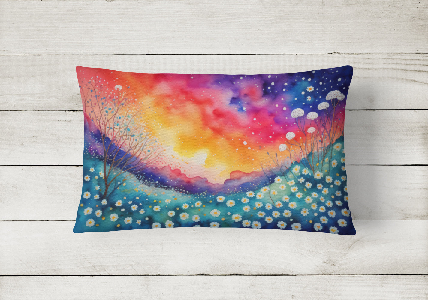 Gypsophila in Color Decorative Throw Pillow 12x16 Indoor Outdoor Accent Cushion, Fabric Cover with Insert for Sofa, Bed, Porch & Living Room