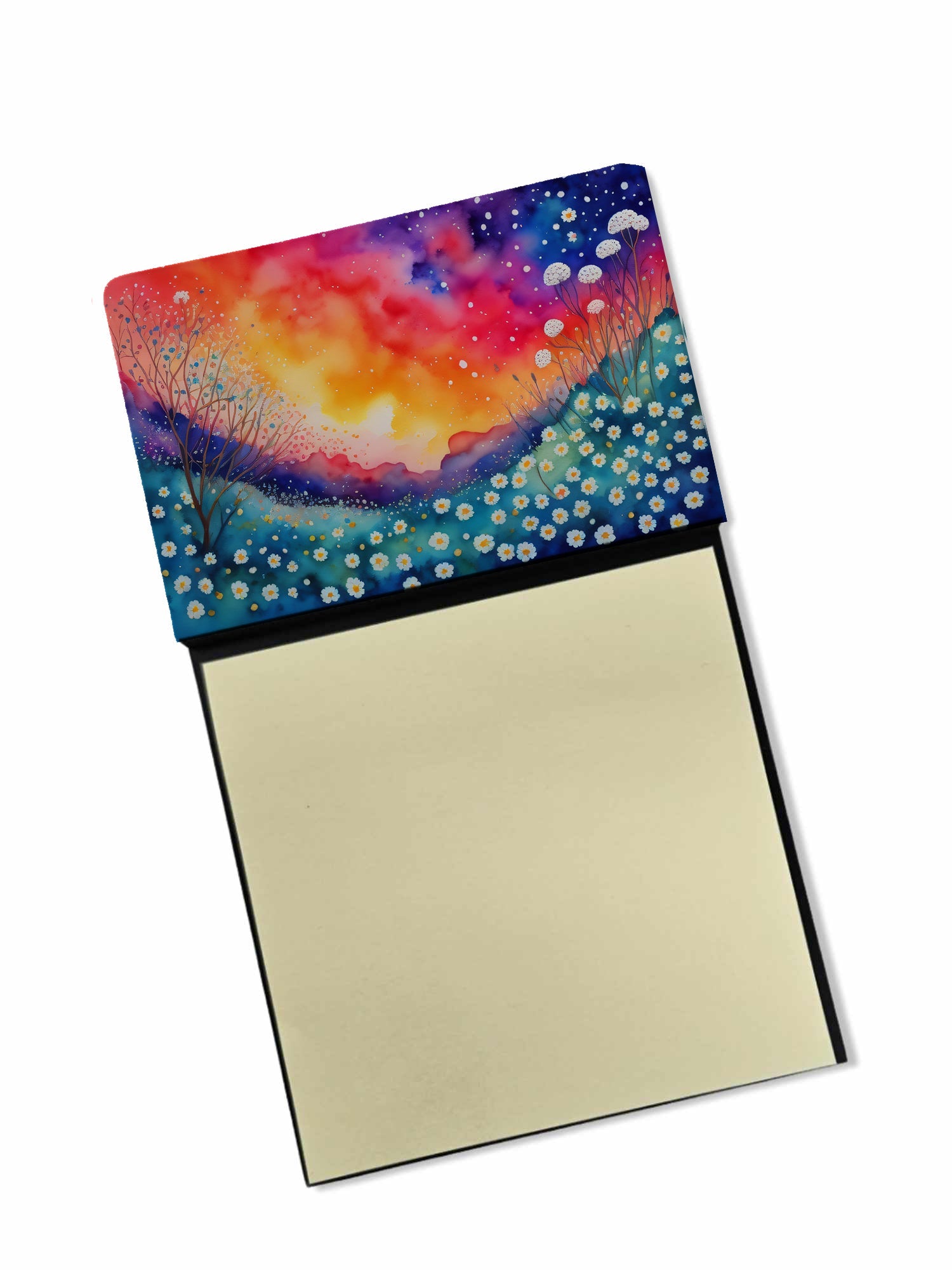 Gypsophila in Color Watercolor Sticky Note Holder Refillable Dispenser Desk Accessory 3x3 Pad Gift