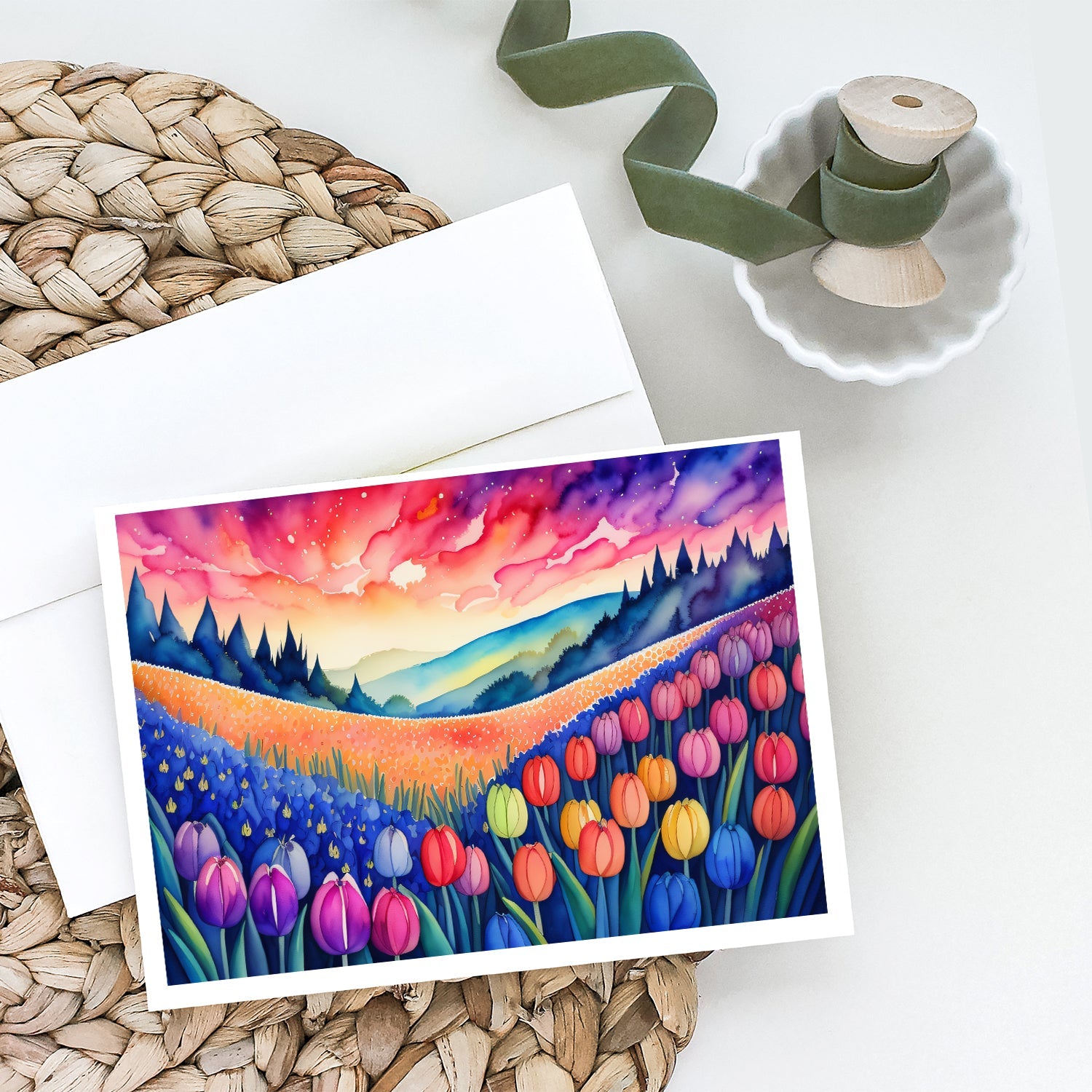 Hyacinths in Color Greeting Cards Pack of 8 Blank Cards with Envelopes Whimsical A7 Size 5x7