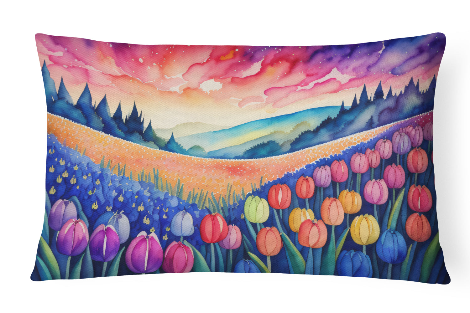 Hyacinths in Color Decorative Throw Pillow 12x16 Indoor Outdoor Accent Cushion, Fabric Cover with Insert for Sofa, Bed, Porch & Living Room