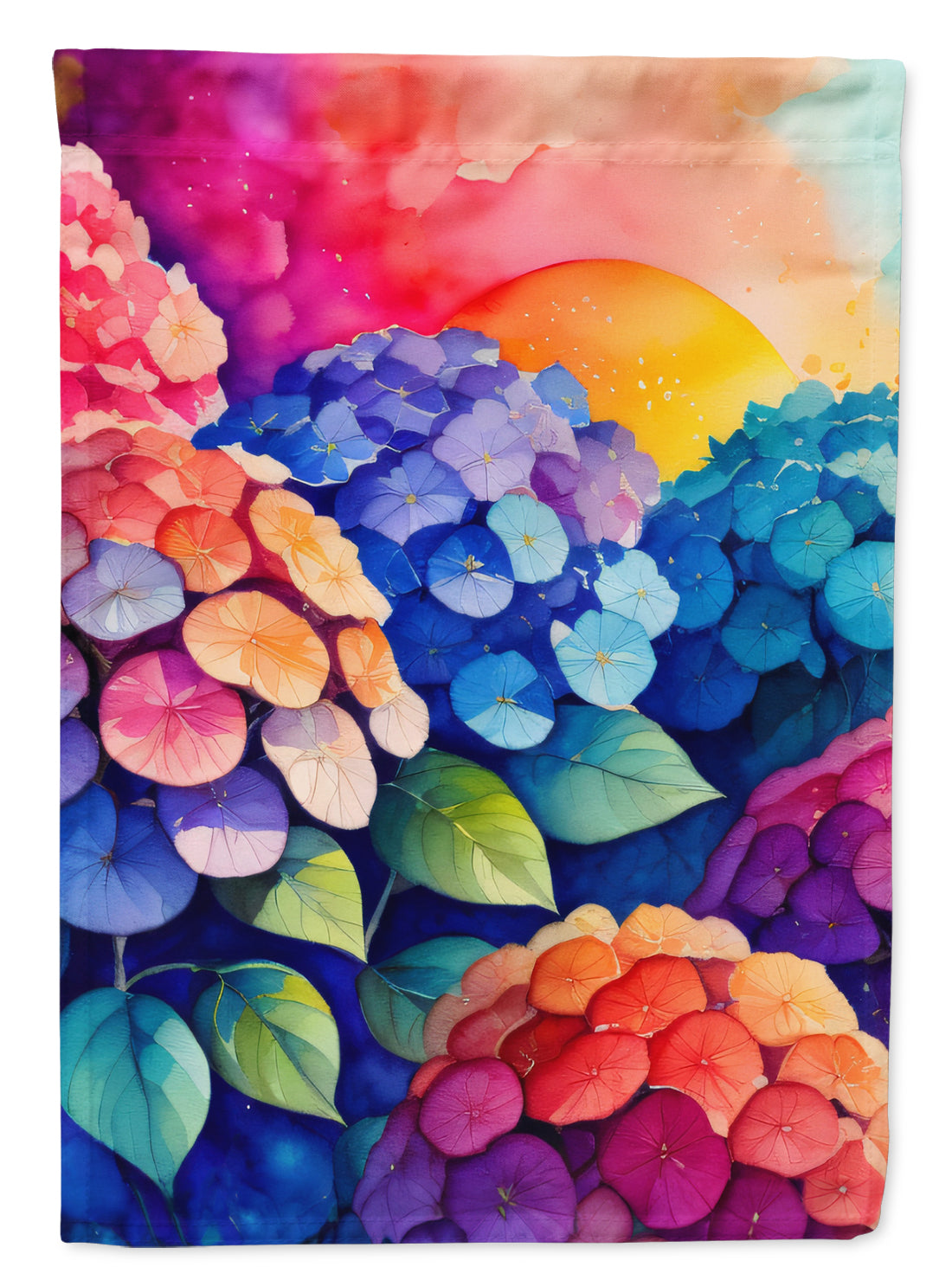 Hydrangeas in Color House Flag 28x40 Porch Sleeve Pole Decorative Outside Yard Banner Artwork Wall Hanging, Polyester