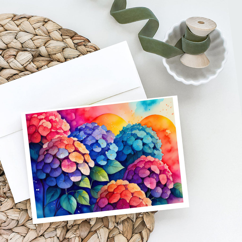 Hydrangeas in Color Greeting Cards Pack of 8 Blank Cards with Envelopes Whimsical A7 Size 5x7