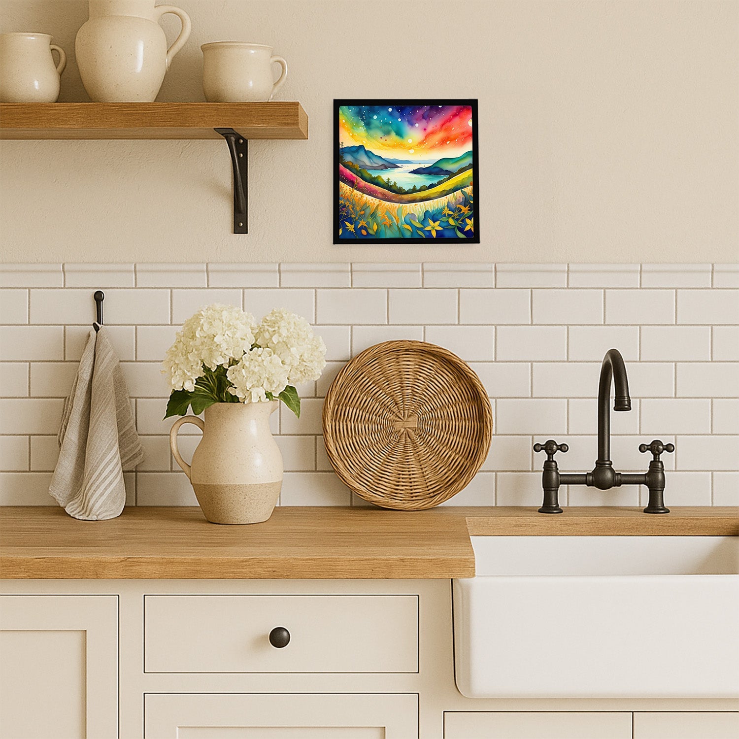 Hypericum or St. John’s Wort in Color Framed Metal Print Bathroom, Kitchen, Office, Home Decor Wall Art Ready to Hang, Square, 8X8