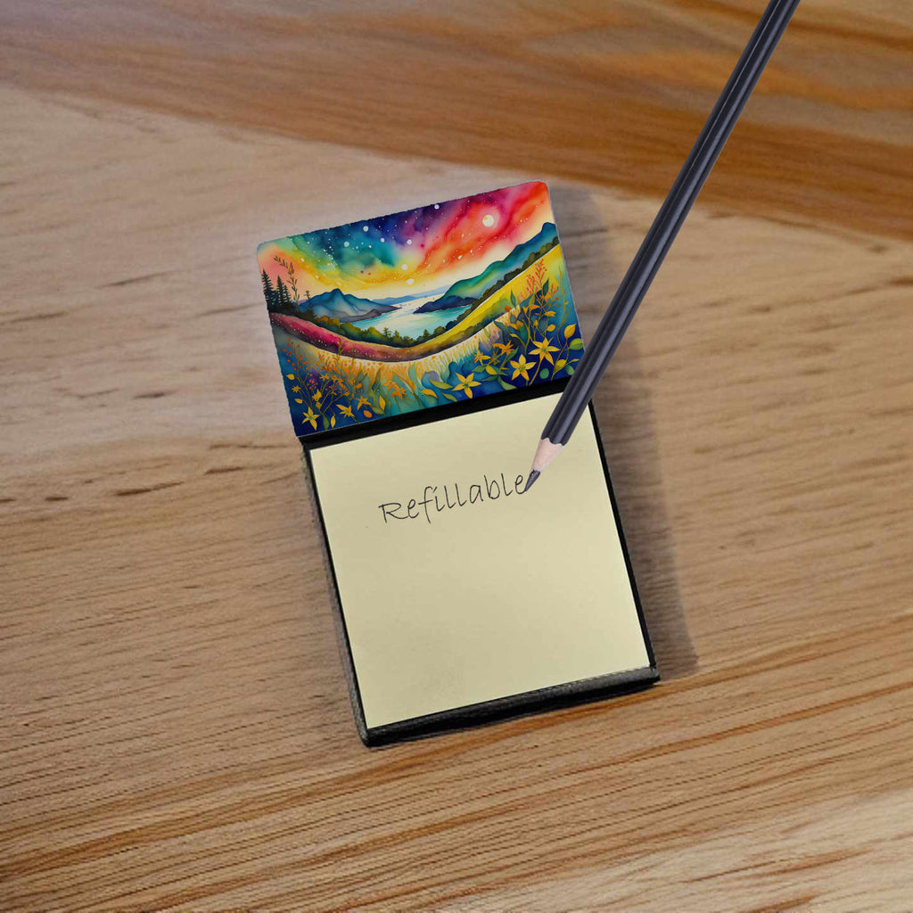 Hypericum or St. John’s Wort in Color Watercolor Sticky Note Holder Refillable Dispenser Desk Accessory 3x3 Pad Gift