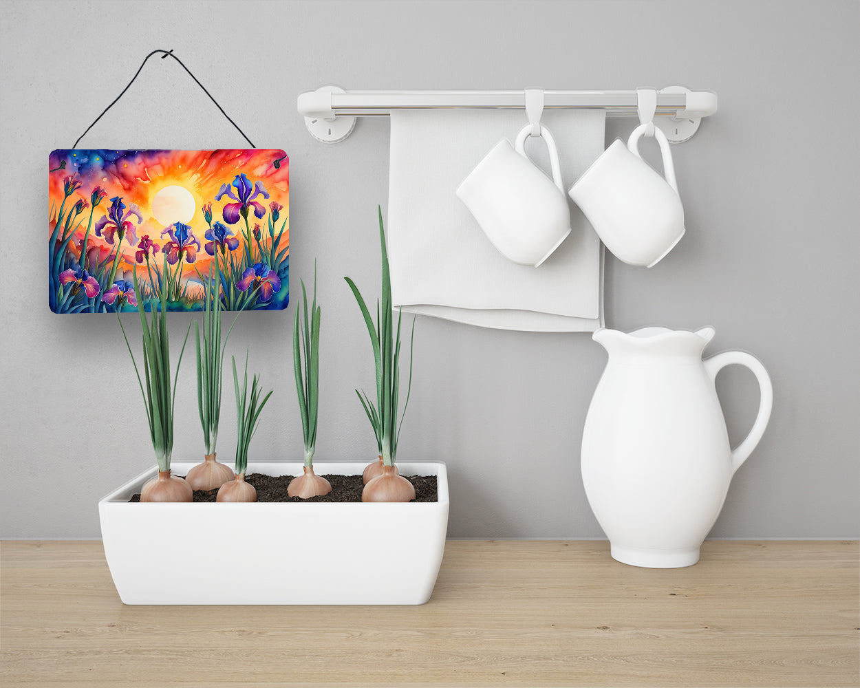 Iris in Color Wall or Door Hanging Prints Aluminum Metal Sign Kitchen Wall Bar Bathroom Plaque Home Decor, 8HX12W, Multicolor