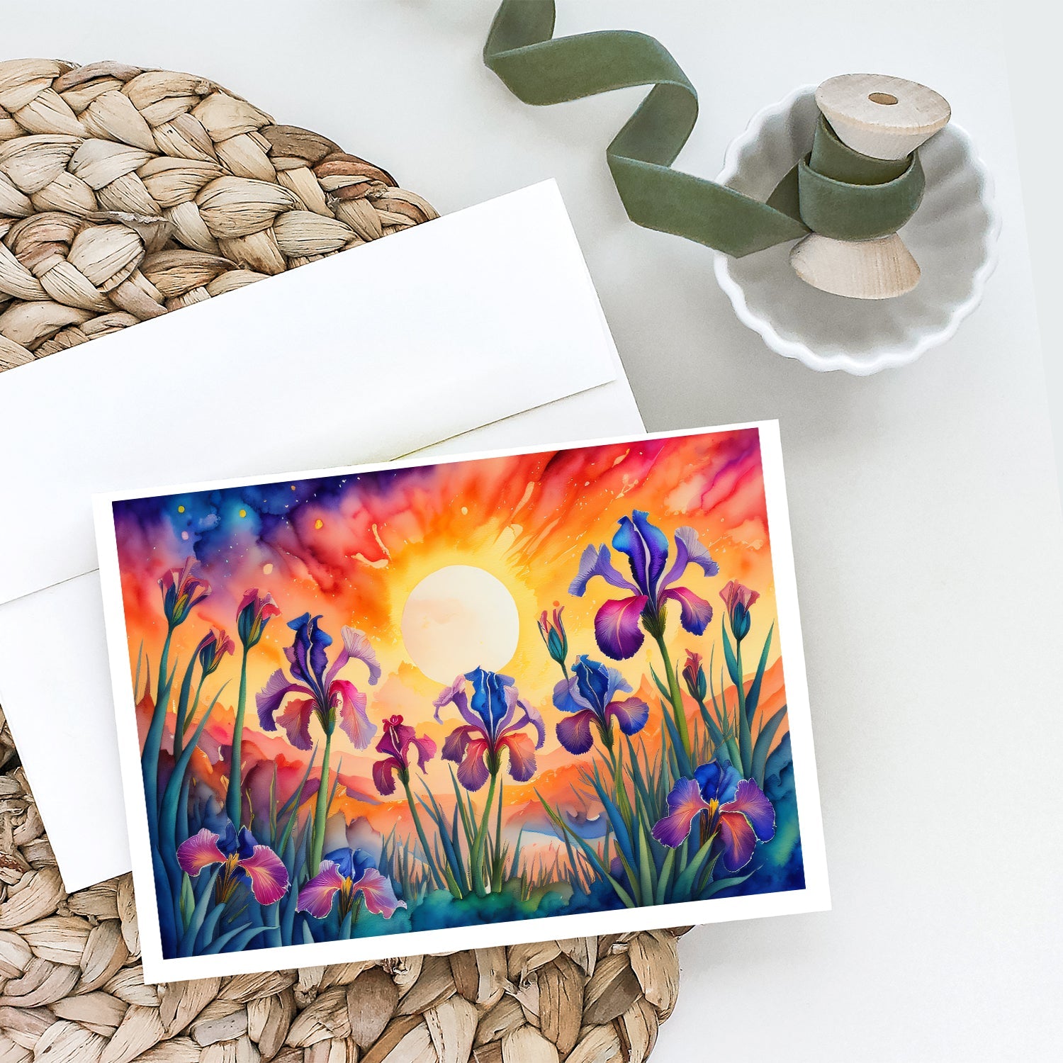 Iris in Color Greeting Cards Pack of 8 Blank Cards with Envelopes Whimsical A7 Size 5x7