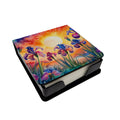 Iris in Color PU Leather Note Paper Holder with Artist-Designed Cover, Desk Accessory, Office Gift