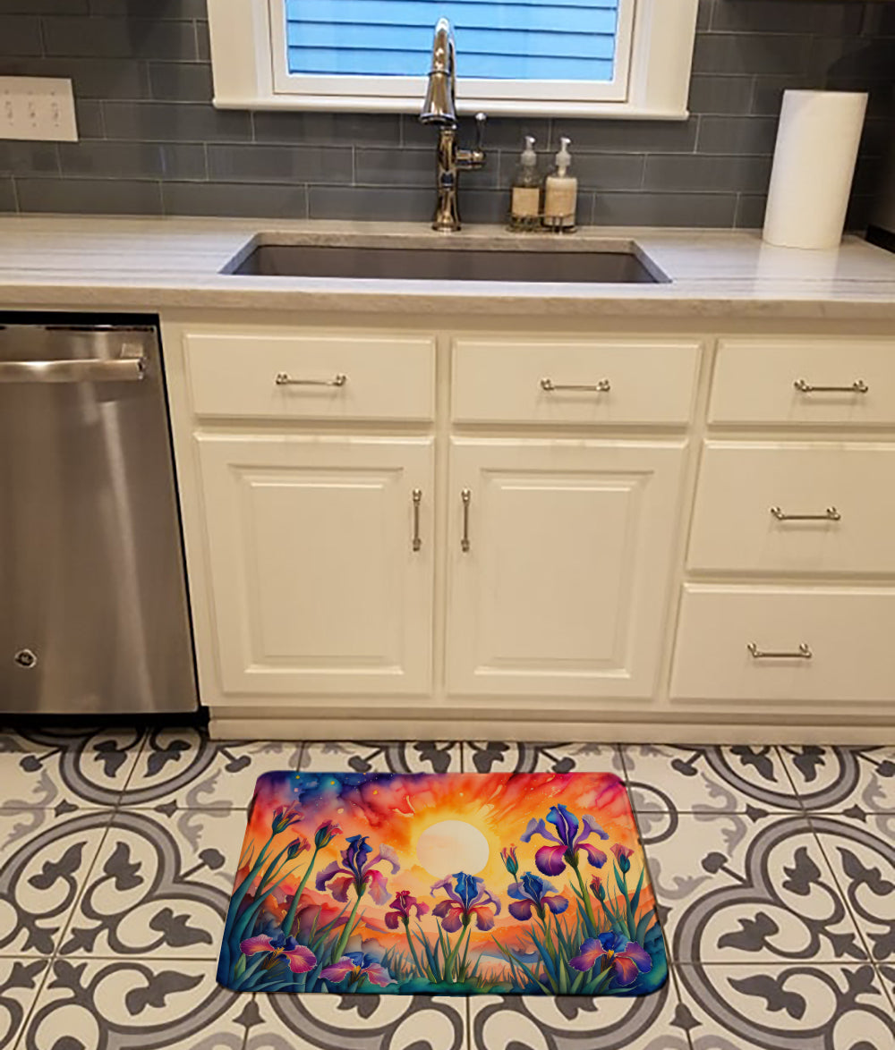 Iris in Color Memory Foam Kitchen Mat Machine Washable Anti-Fatigue Cushion Comfort Bath or Kitchen Rug