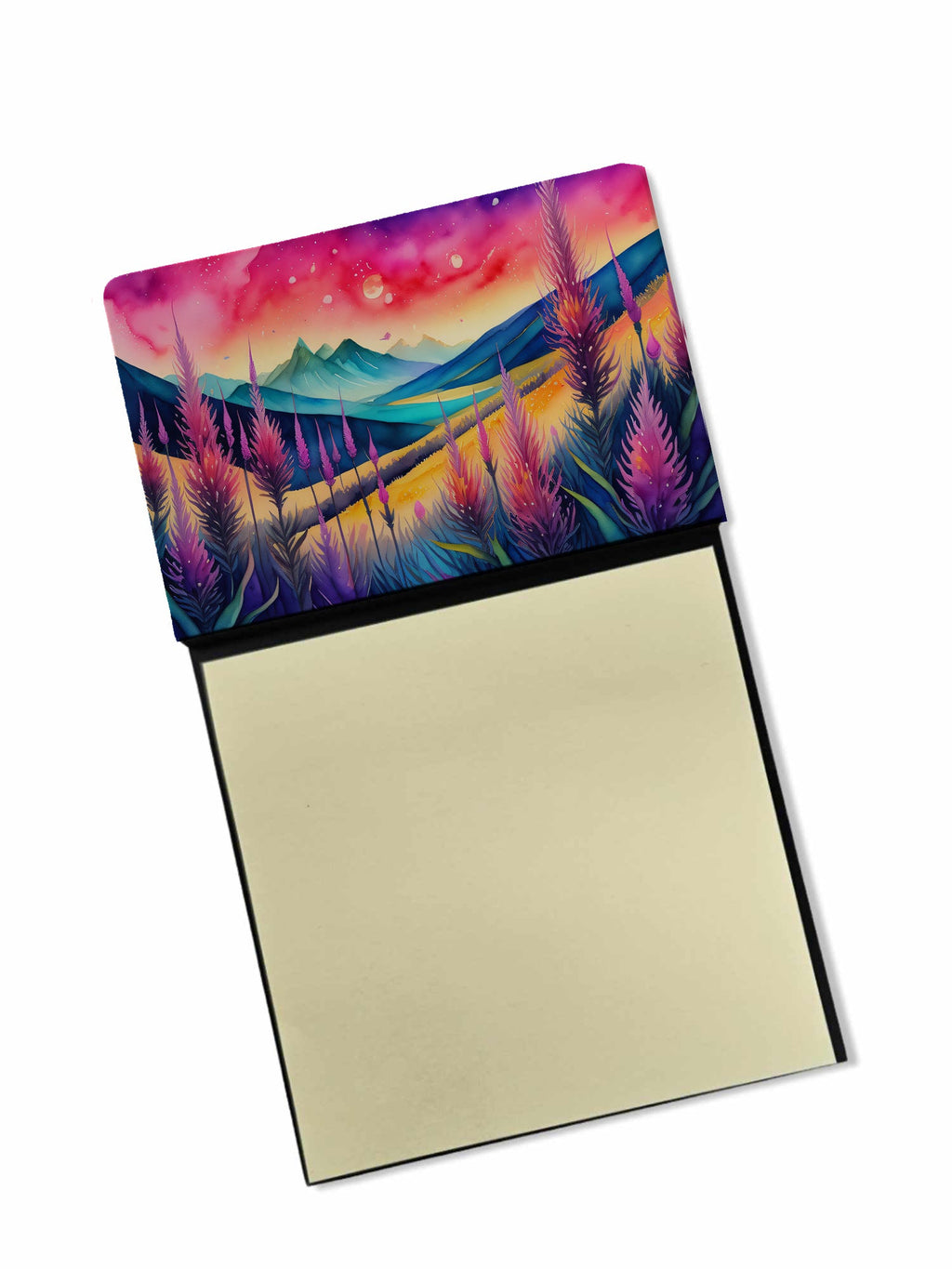 Liatris in Color Watercolor Sticky Note Holder Refillable Dispenser Desk Accessory 3x3 Pad Gift