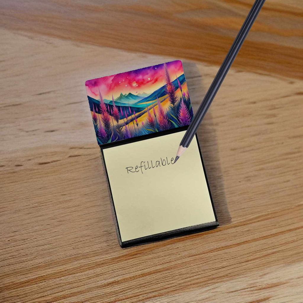 Liatris in Color Watercolor Sticky Note Holder Refillable Dispenser Desk Accessory 3x3 Pad Gift
