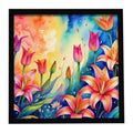 Lilies in Color Framed Metal Print Bathroom, Kitchen, Office, Home Decor Wall Art Ready to Hang, Square, 8X8