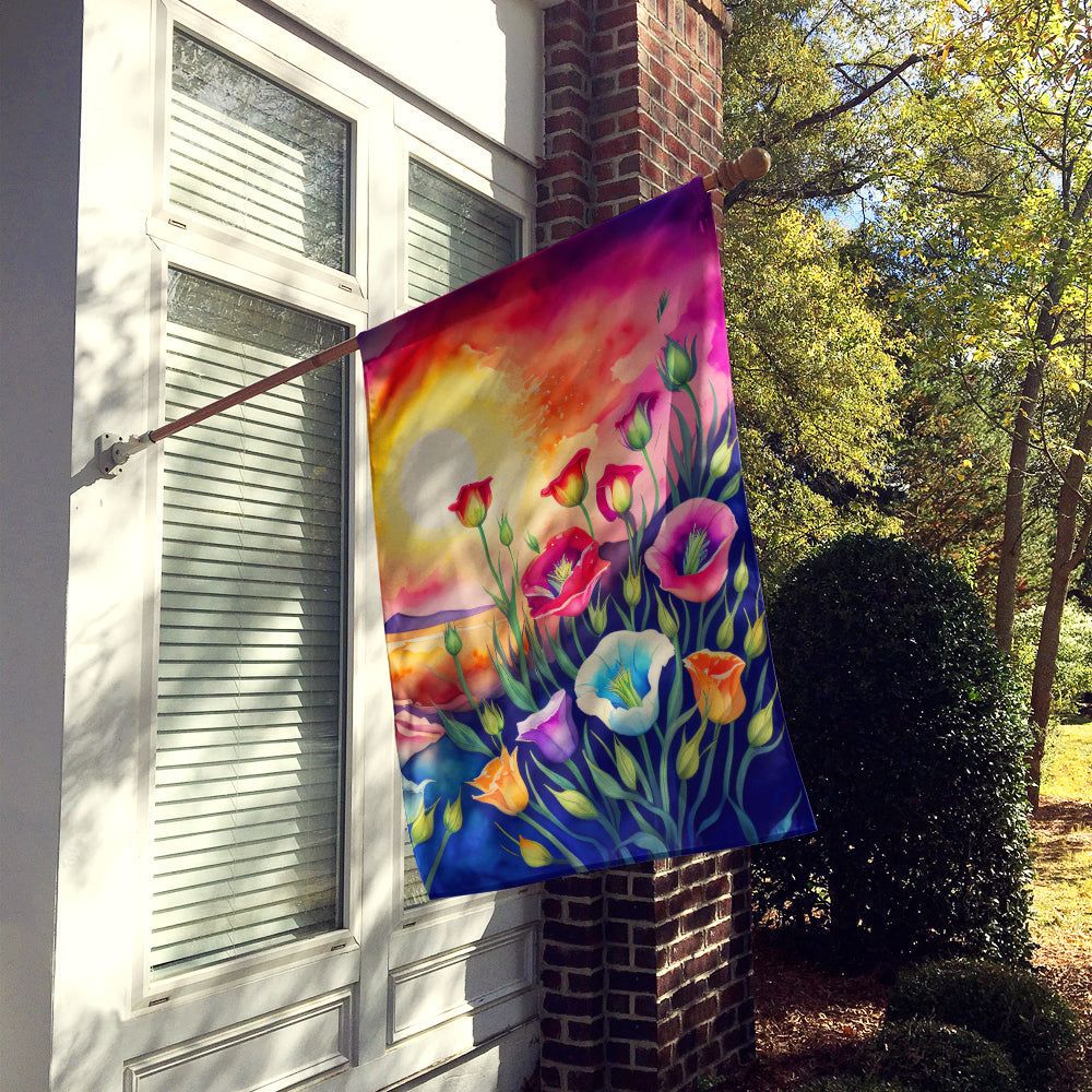 Lisianthus in Color House Flag 28x40 Porch Sleeve Pole Decorative Outside Yard Banner Artwork Wall Hanging, Polyester