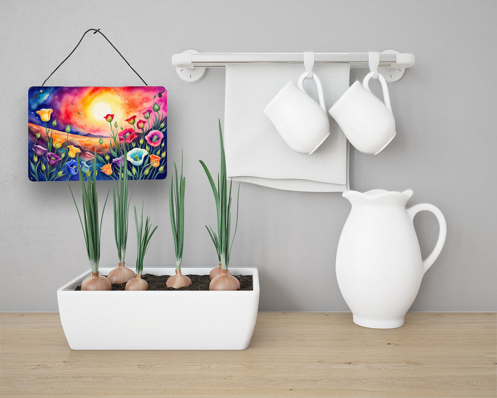 Lisianthus in Color Wall or Door Hanging Prints Aluminum Metal Sign Kitchen Wall Bar Bathroom Plaque Home Decor, 8HX12W, Multicolor