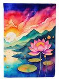Lotus in Color House Flag 28x40 Porch Sleeve Pole Decorative Outside Yard Banner Artwork Wall Hanging, Polyester