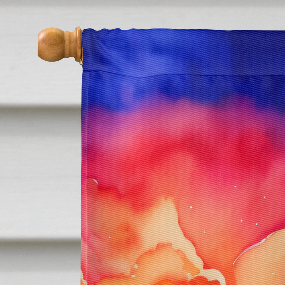 Lotus in Color House Flag 28x40 Porch Sleeve Pole Decorative Outside Yard Banner Artwork Wall Hanging, Polyester