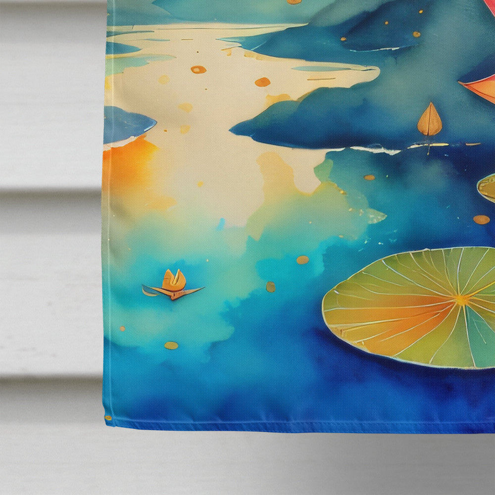 Lotus in Color House Flag 28x40 Porch Sleeve Pole Decorative Outside Yard Banner Artwork Wall Hanging, Polyester