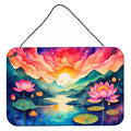 Lotus in Color Wall or Door Hanging Prints Aluminum Metal Sign Kitchen Wall Bar Bathroom Plaque Home Decor, 8HX12W, Multicolor