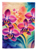 Orchids in Color House Flag 28x40 Porch Sleeve Pole Decorative Outside Yard Banner Artwork Wall Hanging, Polyester