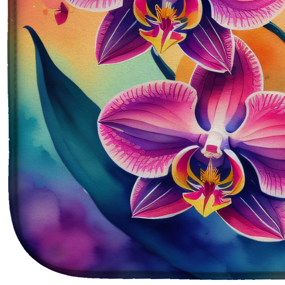 Orchids in Color Dish Drying Mat Absorbent Dish Drying Mat Pad for Kitchen Counter Dish Drainer Mat for Countertop, 14 x 21", Multicolor