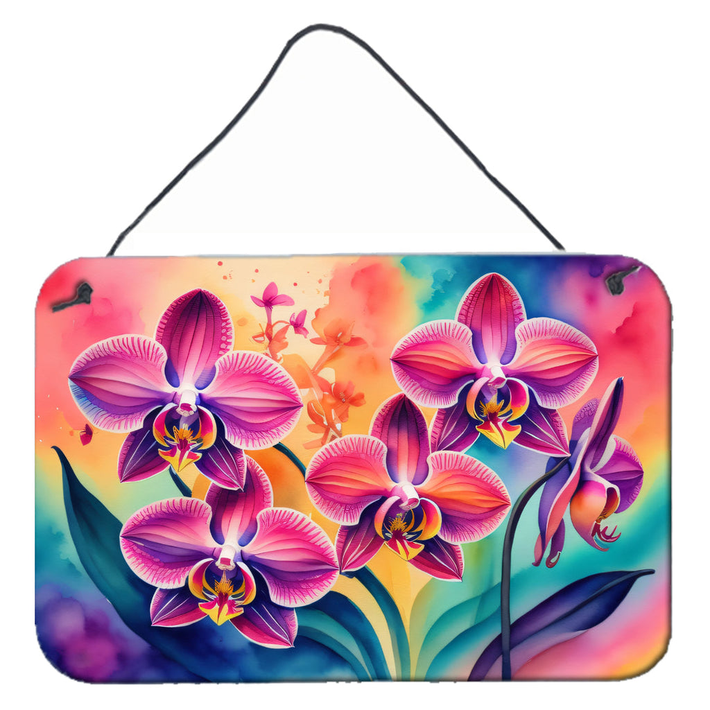 Orchids in Color Wall or Door Hanging Prints Aluminum Metal Sign Kitchen Wall Bar Bathroom Plaque Home Decor, 8HX12W, Multicolor