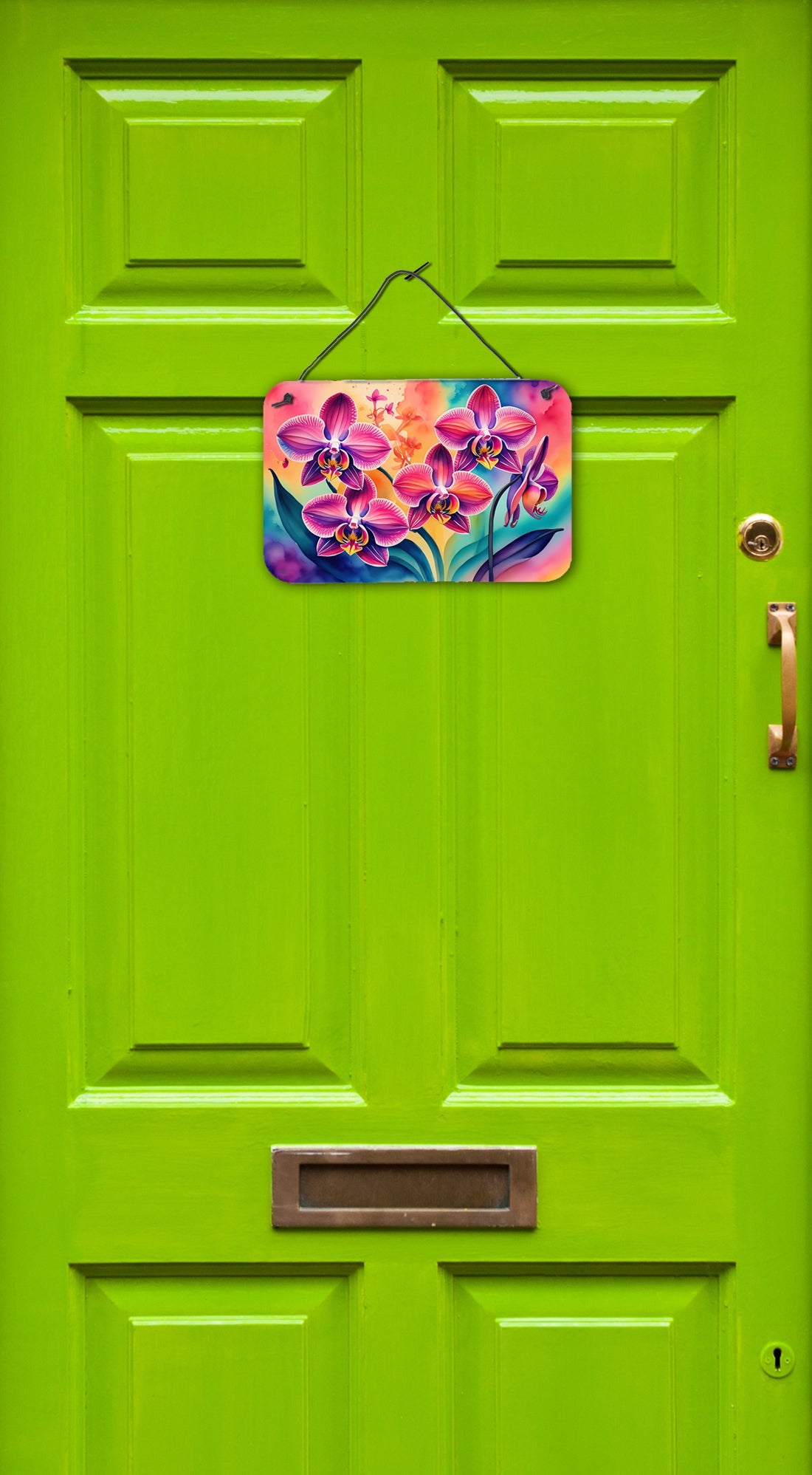 Orchids in Color Wall or Door Hanging Prints Aluminum Metal Sign Kitchen Wall Bar Bathroom Plaque Home Decor, 8HX12W, Multicolor