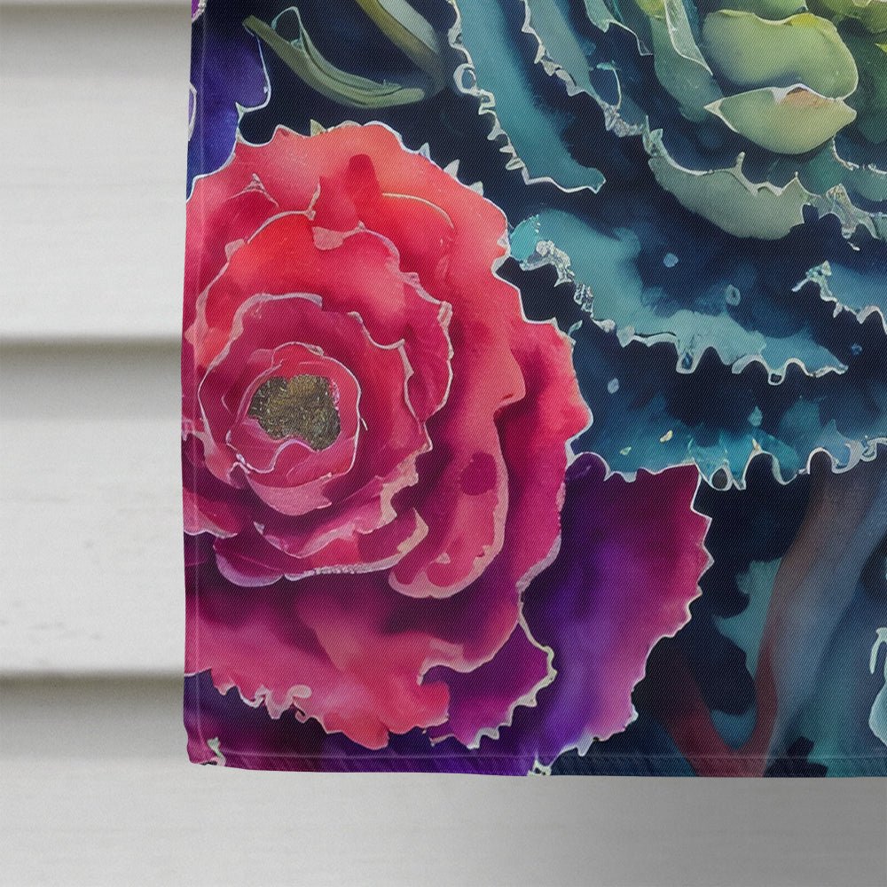 Ornamental Kale in Color House Flag 28x40 Porch Sleeve Pole Decorative Outside Yard Banner Artwork Wall Hanging, Polyester