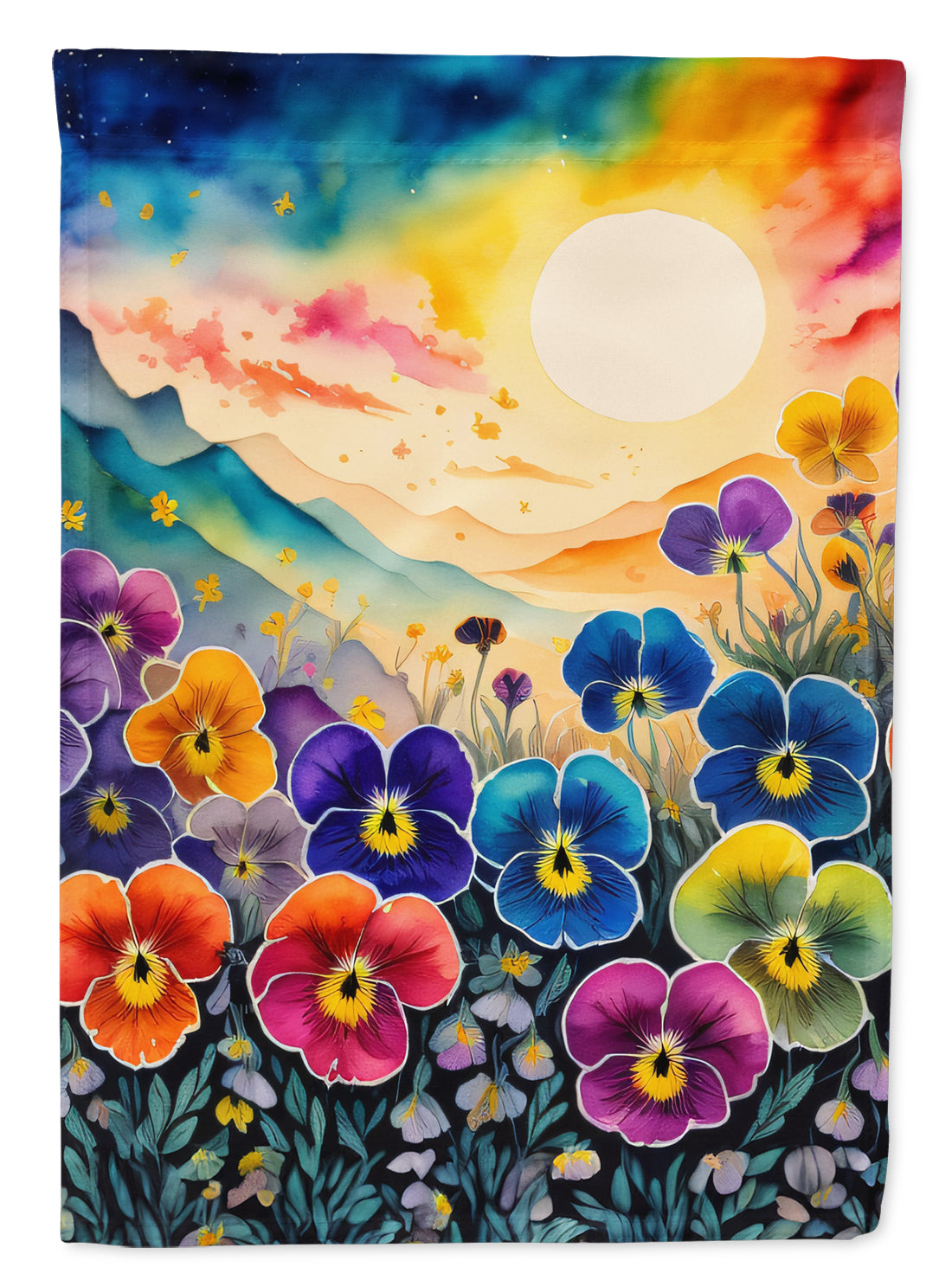 Pansies in Color House Flag 28x40 Porch Sleeve Pole Decorative Outside Yard Banner Artwork Wall Hanging, Polyester