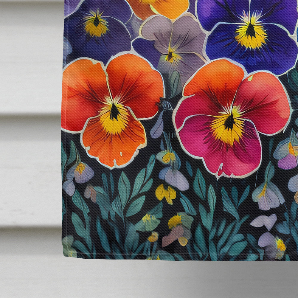 Pansies in Color House Flag 28x40 Porch Sleeve Pole Decorative Outside Yard Banner Artwork Wall Hanging, Polyester